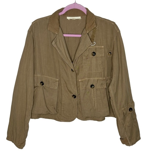 Velvet Torch Jackets & Blazers - Velvet Torch Multi Pocket Utility Jacket in Khaki
